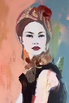 Kleurrijk portret van een jonge vrouw van Studio Allee