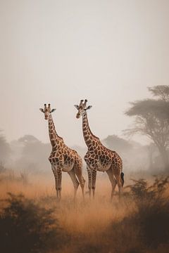 Giraffes in the Savannah by drdigitaldesign