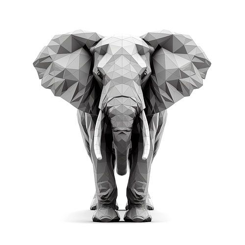 Geometric Shape of a Majestic Elephant by Color Square
