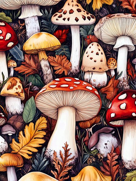 Paddestoelen bloemsierkunst 1 van JBJart Justyna Jaszke