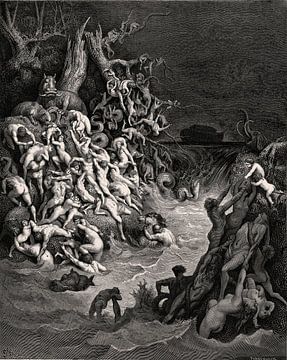 Vloed verwoest de wereld - Gustave Doré, 1866 van Atelier Liesjes