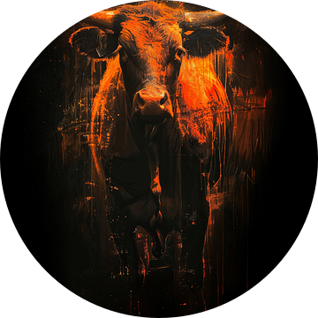 Schilderij Stier Rood van Kunst Kriebels