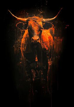 Schilderij Stier Rood van Kunst Kriebels