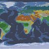 Weltkarte aus farbigem Papier von Frans Blok
