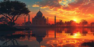 Ochtendgloed van de Taj Mahal van Vlindertuin Art