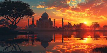 Morgenglanz des Taj Mahal von Vlindertuin Art