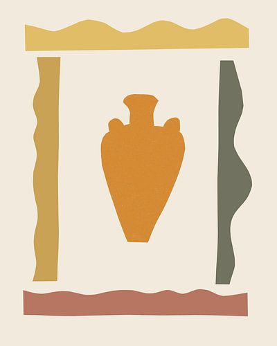 Graphic still life with a vase and a frame