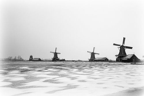 Mills in winter landscape