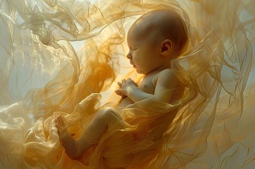 Baby in baarmoeder digitaal beeld