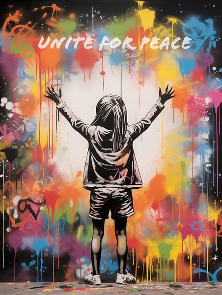 Together for Peace | Banksy Syle Street Art Graffiti by Frank