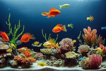 Récif corallien et poissons, Art Illustration sur Animaflora PicsStock