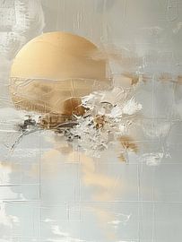 Modern abstract in wabi-sabi style with gold accent by Japandi Art Studio