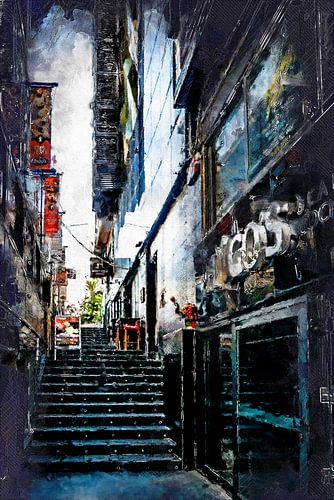 Malta St. Julians stad aquarel schilderij #malta