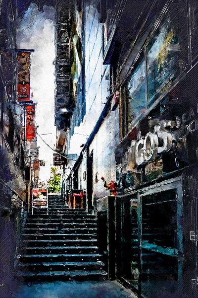 Malta St. Julians Stadt Aquarellmalerei #malta von JBJart Justyna Jaszke