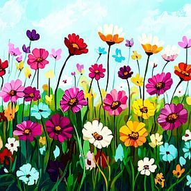 Kleurrijk veld vol bloemen van Art & Soul Creations