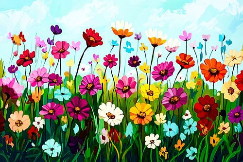 Kleurrijk veld vol bloemen