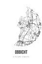 Obbicht (Limburg) | Landkaart | Zwart-wit van Stad & Wand thumbnail