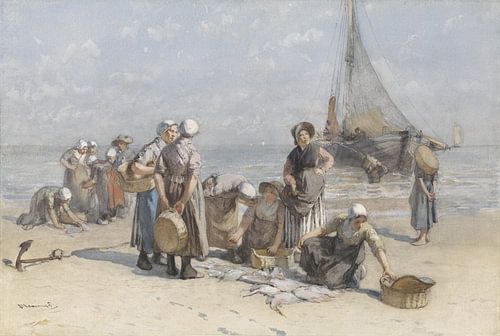 Fischerfrauen am Strand von Scheveningen - Bernardus Johannes Blommers