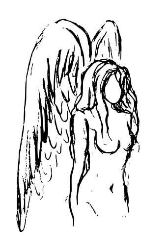 Inkt schets van een vrouwelijke engel