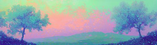 Horizon mentholé avec deux arbres