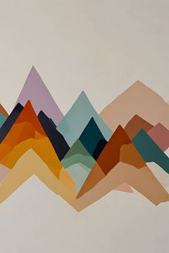 Abstracte Harmonie in Geometrische Bergsilhouetten van De Muurdecoratie
