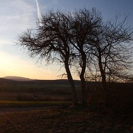 Sonnenuntergang in Richtung Kreuzberg im Herbst von Martin Flechsig