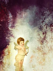 VINTAGE AMOR IN PURPLE ABSTRACT FOREST