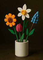 Bausteine Stillleben, vier Blumen im Glas
