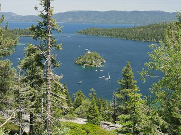 Boten in meer Lake Tahoe van Moniek van Rijbroek