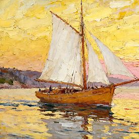 Segelboot im Abendglanz von Kristin M