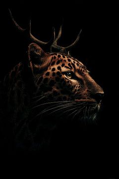 Luipaard met Gewei Symbolisch Hybride Portret van Eva Lee