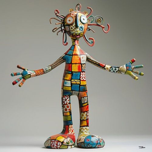 kleurig whimsical poppetje