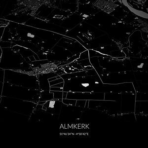 Schwarz-weiße Karte von Almkerk, Nordbrabant. von Rezona