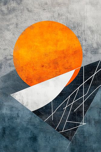 Abstract landschap met zon en lijnen