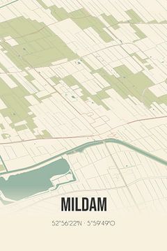 Carte ancienne de Mildam (Fryslan) sur Rezona