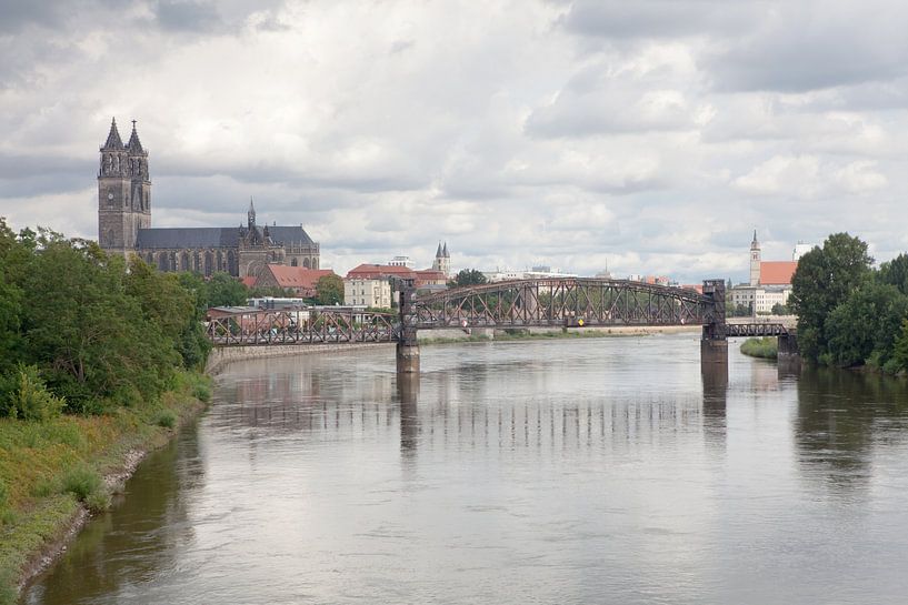 Uitzicht over de Elbe richting Magdeburg van t.ART