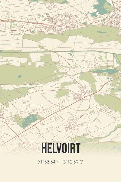 Alte Landkarte von Helvoirt (Nordbrabant) von Ortsdrucke