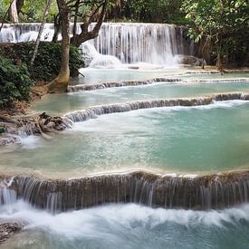 Waterfall cascades in Laos by Ryan FKJ