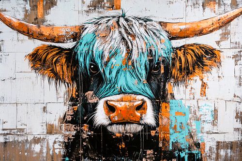 Kleurrijke Schotse hooglander kunst