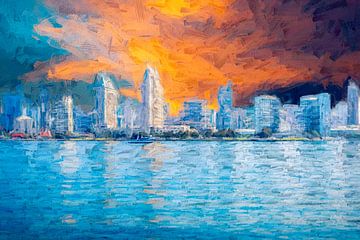 San Diego Skyline Painterly Style sur Joseph S Giacalone Photography
