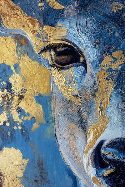 Cerf en bleu et or par ARTemberaubend