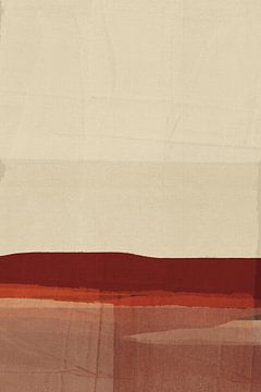 Japandi. Minimalistisch abstract landschap in warm bruin, wit, terra van Abstract Minimalist Art