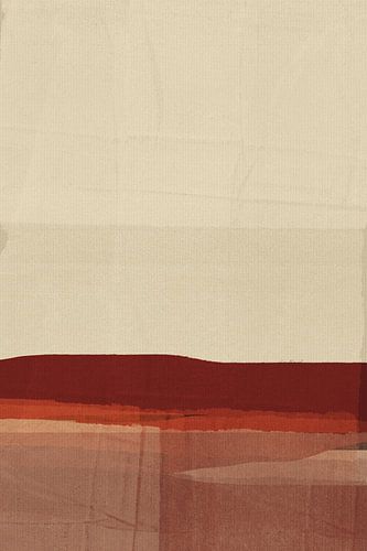 Japandi. Minimalistisch abstract landschap in warm bruin, wit, terra