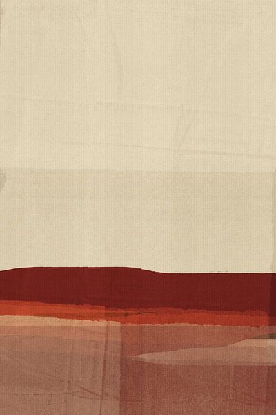 Japandi. Minimalistische abstrakte Landschaft in warmem Braun, Weiß, Terra von Abstrakte minimalistische Kunst