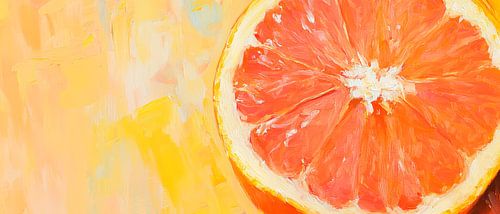 Grapefruit auf leuchtendem Gelb – Abstrakt