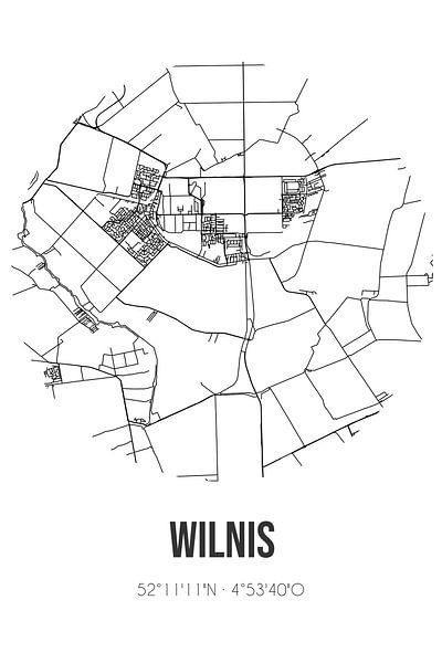 Wilnis (Utrecht) | Map | Black and white by Prints of Place