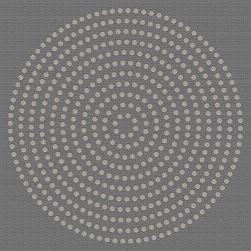 Modern abstract geometric minimalist art. Circles on linen look light grey by Dina Dankers
