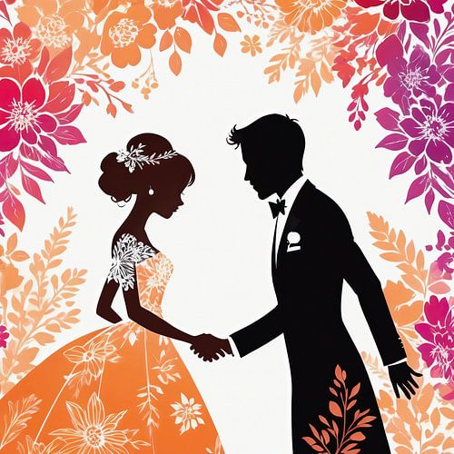 Bride and groom silhouettes