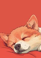 White Brown Sleeping Dog Poster | - Ein schönes Poster für Sohn, Tochter, Neffe oder Nichte!
