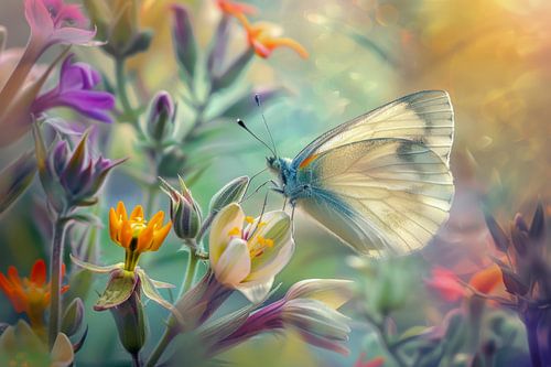 Vlinder in Pastelkleuren - Dromerige Natuurkunst